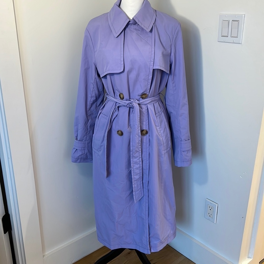 Sam Edelman Size S Purple Belted Rain Trench Coat Jacket